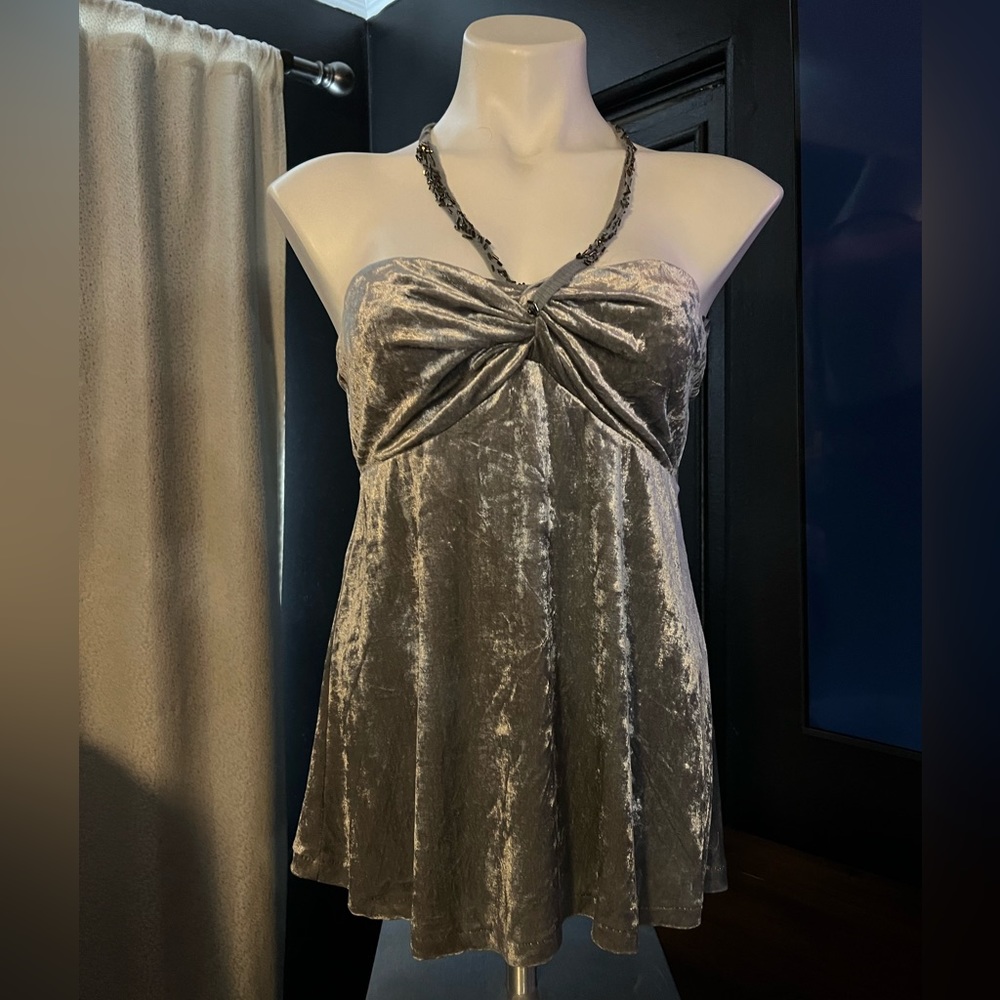 The Limited crushed velvet halter top